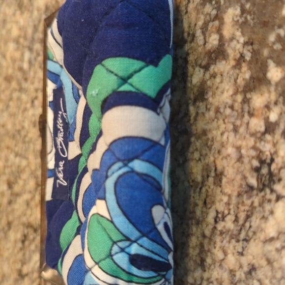 Vera Bradley Coin Purse Kiss Lock Blue and Green Floral - Picture 6 of 8